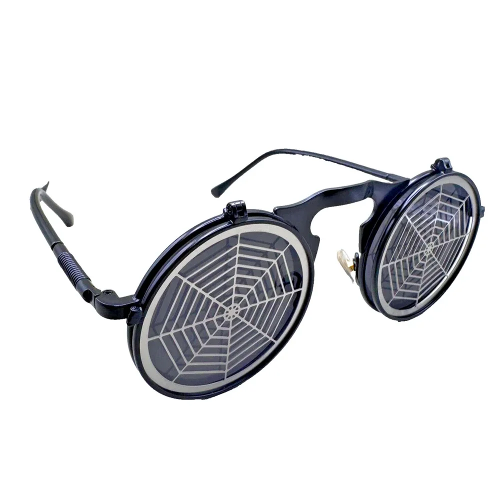 Music Festival Fashion Sunglasses Round Lenses Steampunk Flip-Up Unisex - Web